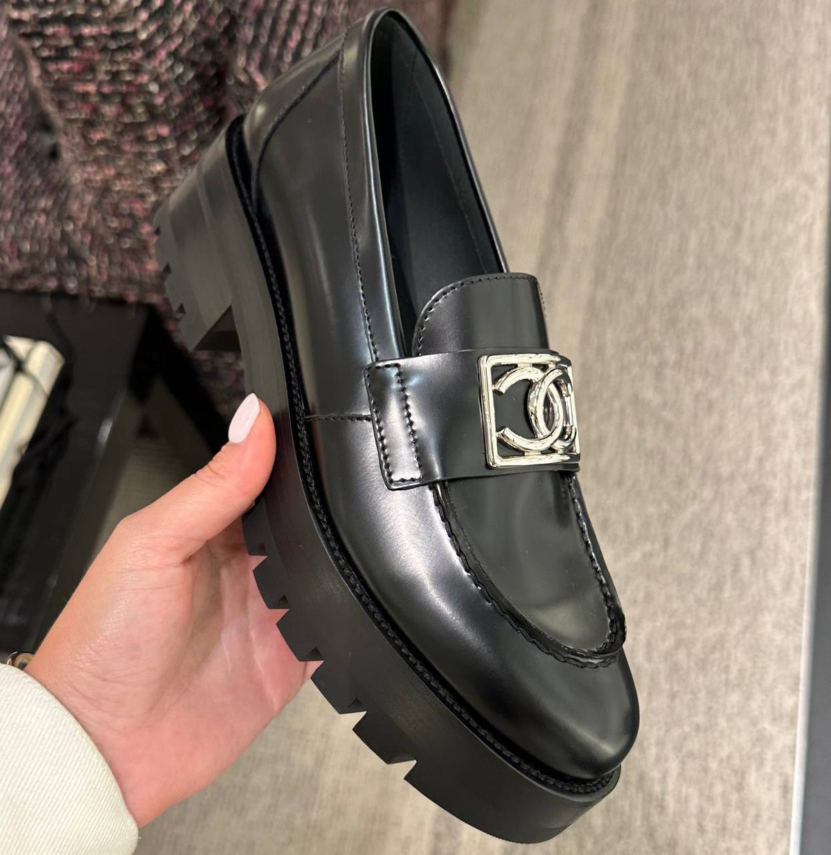 CHANEL moccasins black with PHW