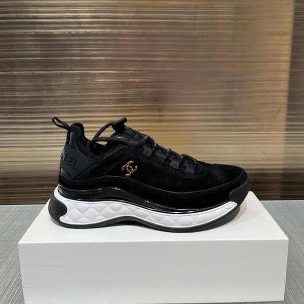 chanel sneakers women black and white