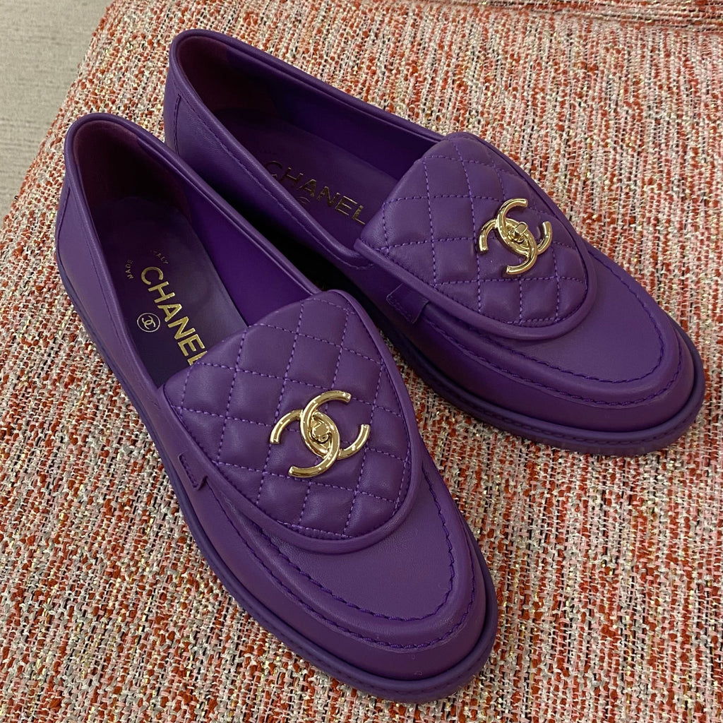CHANEL purple loafers SS22