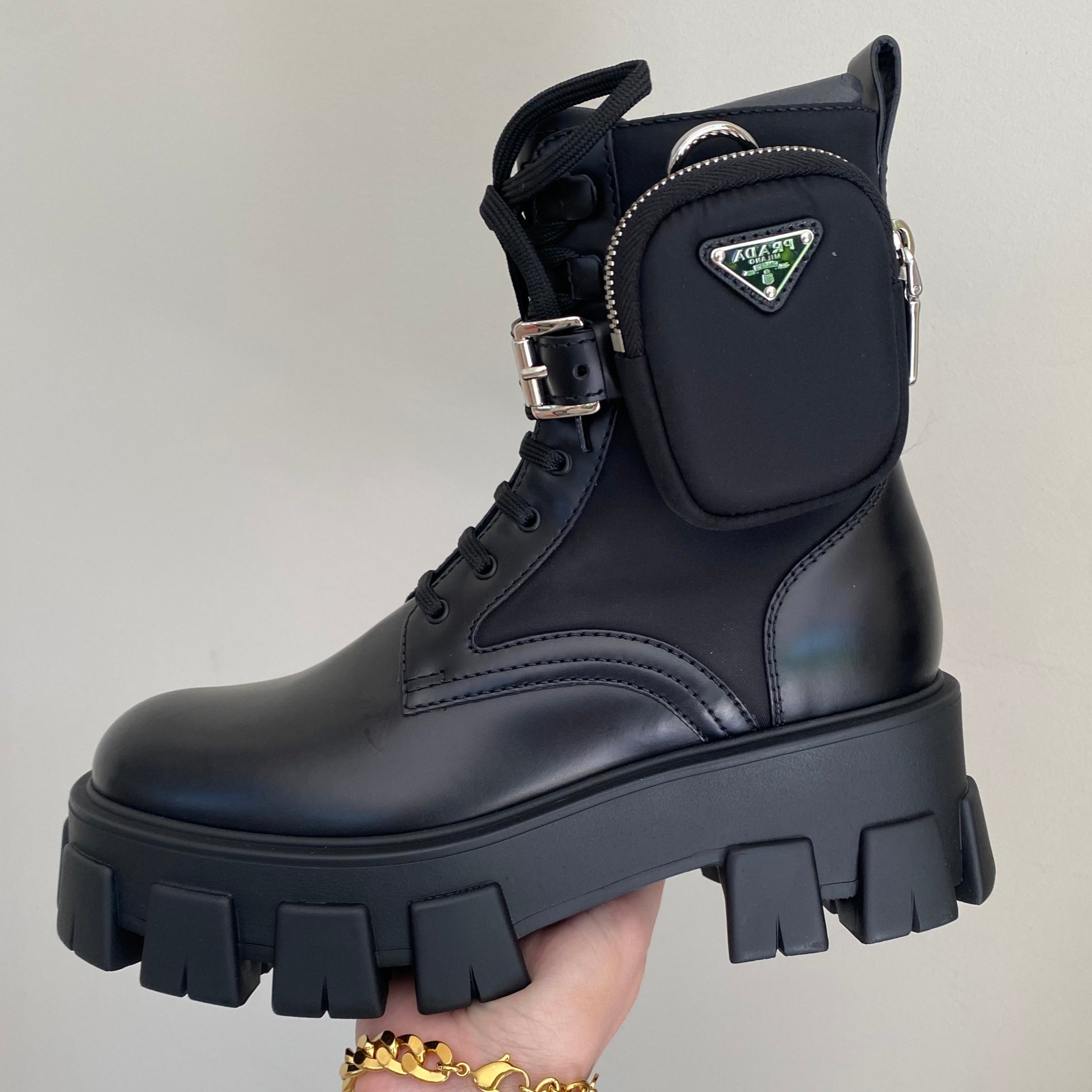 Prada Leather and Nylon Monolith ankle boots – hey it's personal ...