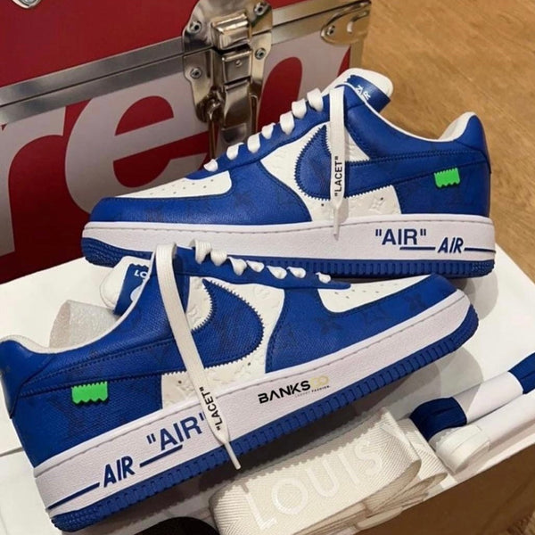 LV x Nike "Air Force 1" blue sneakers 2022