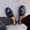 Prada FW2020 black brushed leather loafers