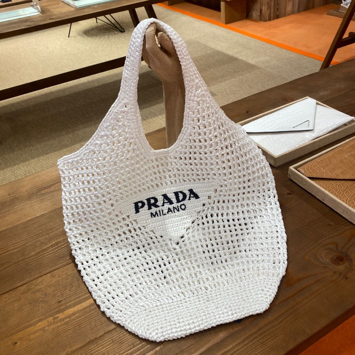 Prada Raffia Tote Beach Bag New