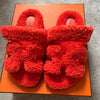 Hermes 2022 Teddy Bear orange Chypre sandals