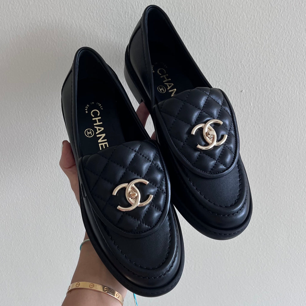 Leather flats Chanel Black size 41.5 EU in Leather - 25278219