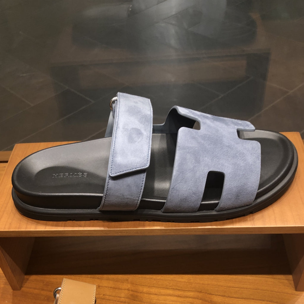 Men's Hermes Chypre suede sandals blue – hey it's personal shopper london